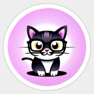 kitty with glasses Sticker